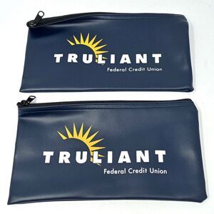 Lot of 2 Truliant Federal Credit Union Bank Zippered Money Cash Deposit Bag